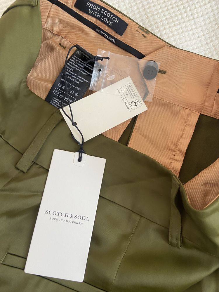 Нов, с етикет, Зелен тютюнев панталон Scotch & Soda, Размер S