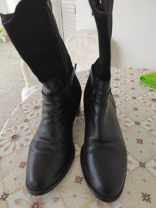 Ботуши, естествена кожа и велур