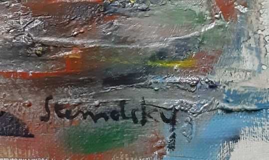 Avigdor Stematsky Ulei pe pânză, Semnat, Detalii verso, Dim. 65x80 cm