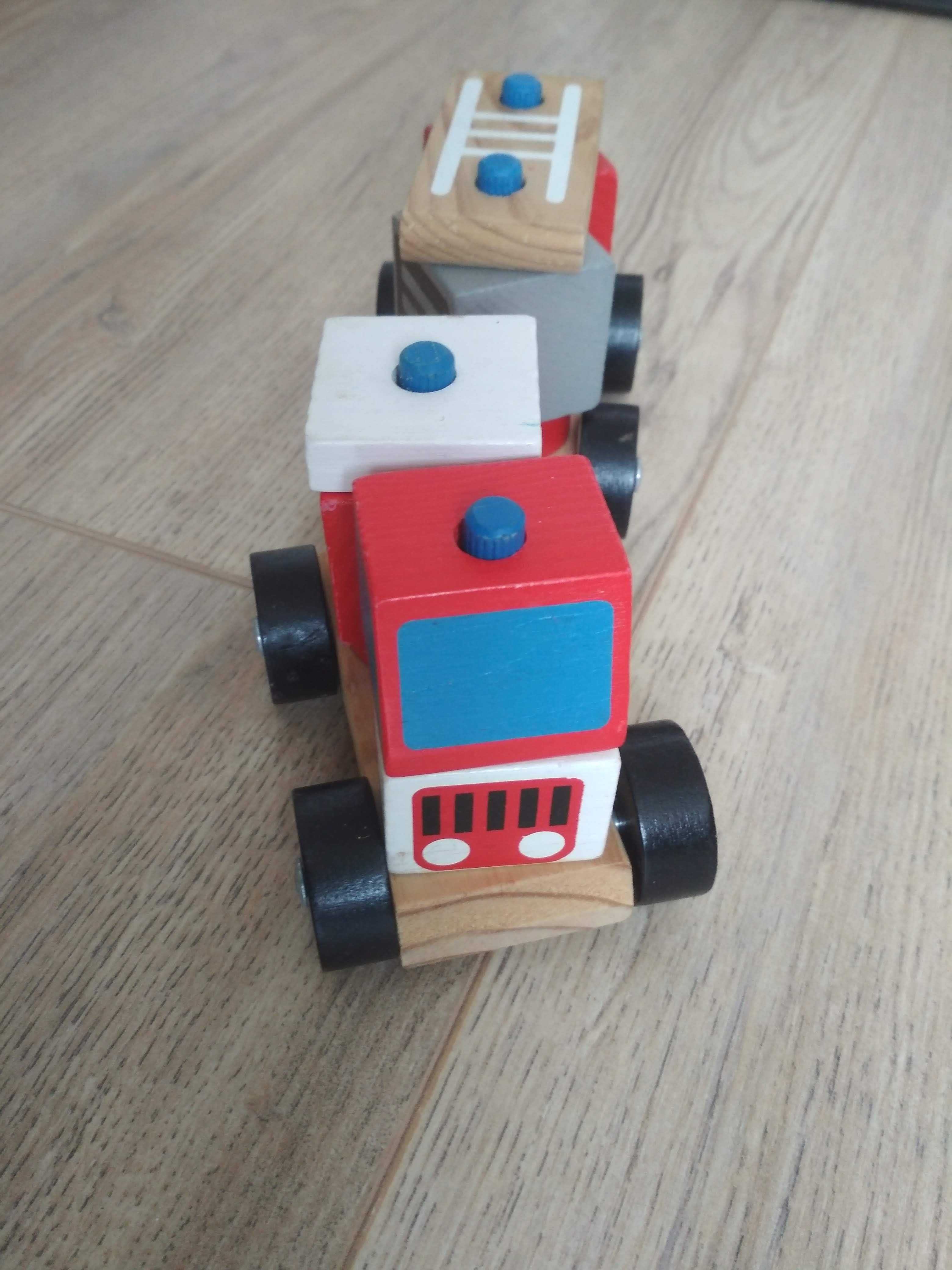 Дървено цветно влакче играчка конструктор