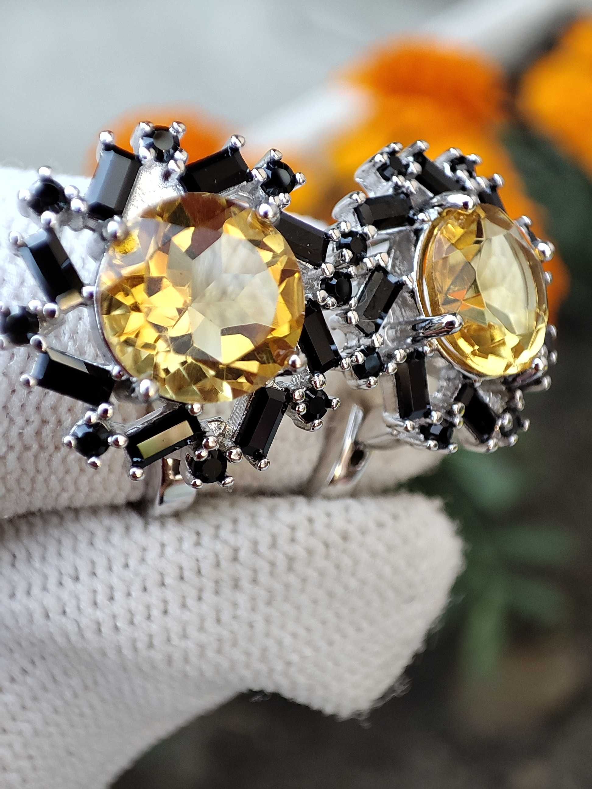 925 Cercei argint cu citrin si spinel