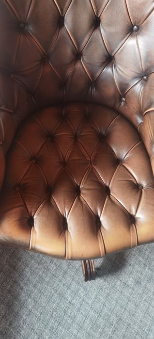 Retro Scaun de birou vintage din piele naturala sec XX