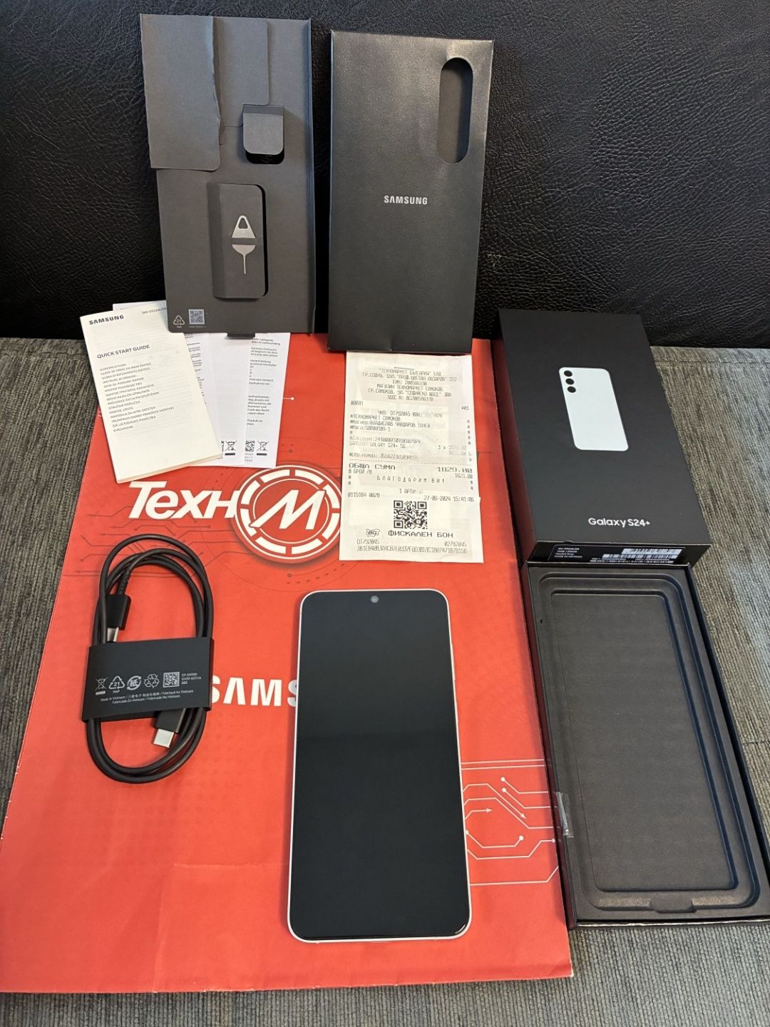 КАТО НОВ 256GB Samsung S24 Plus + Техномаркет Гаранция '26 Gray