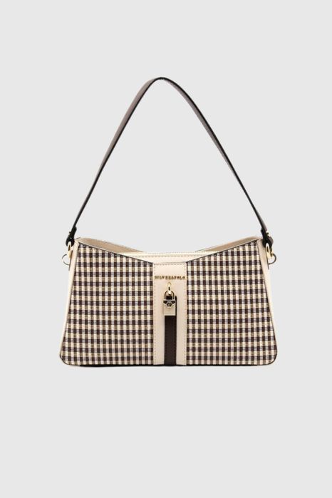 НОВО! ЛИКВИДАЦИЯ! Дамска чанта с мини катинарче каре Silver&Polo