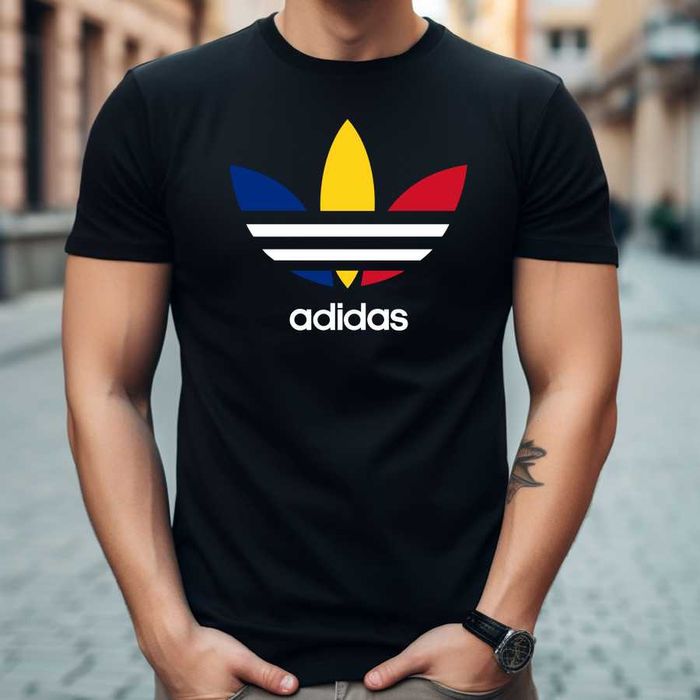 Tricou barbatesc bumbac negru ''Adidas Romania'' marimea S,M,L,XL,XXL