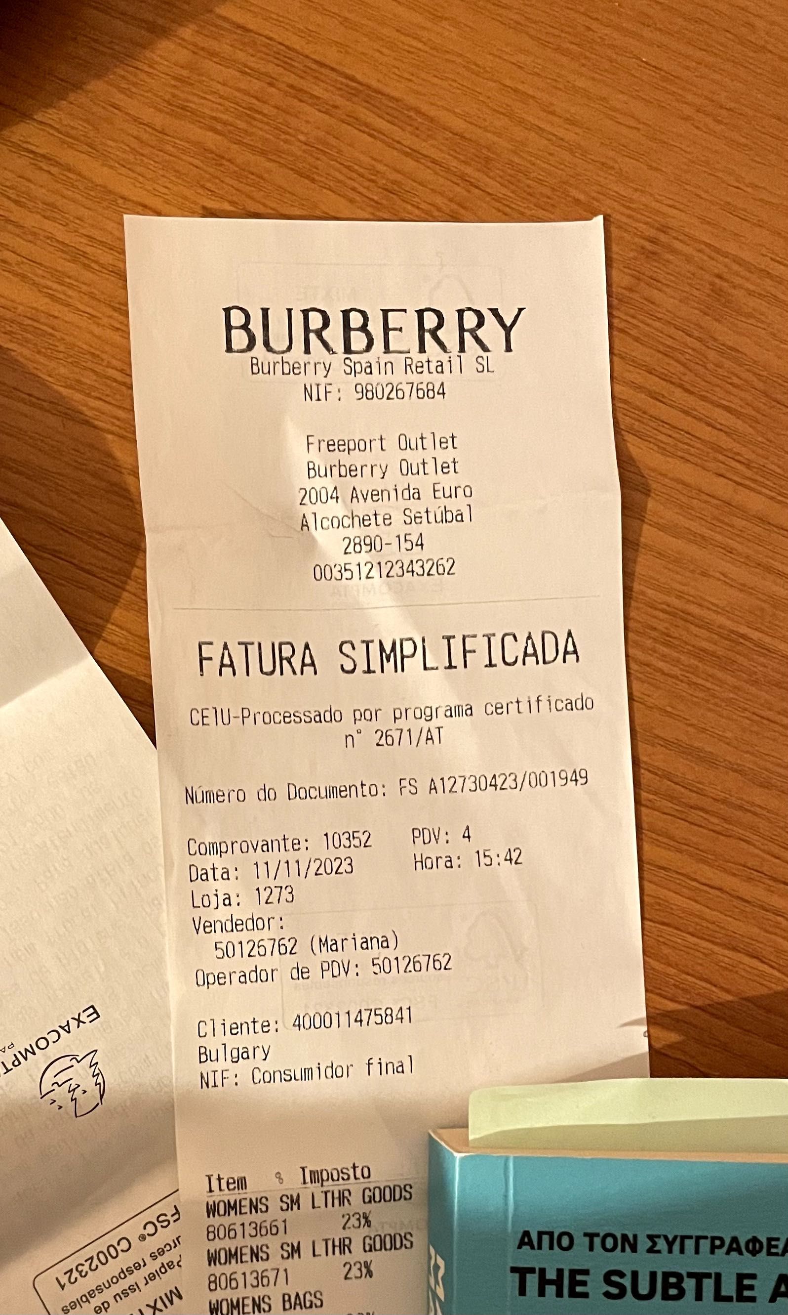 Кожено портмоне тип card holder, Burberry, тъмно кафяво