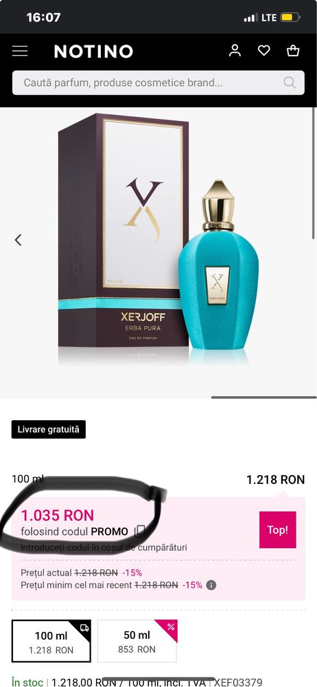 Vând Parfum Xerjoff Erba Pura 100ml Sigilat