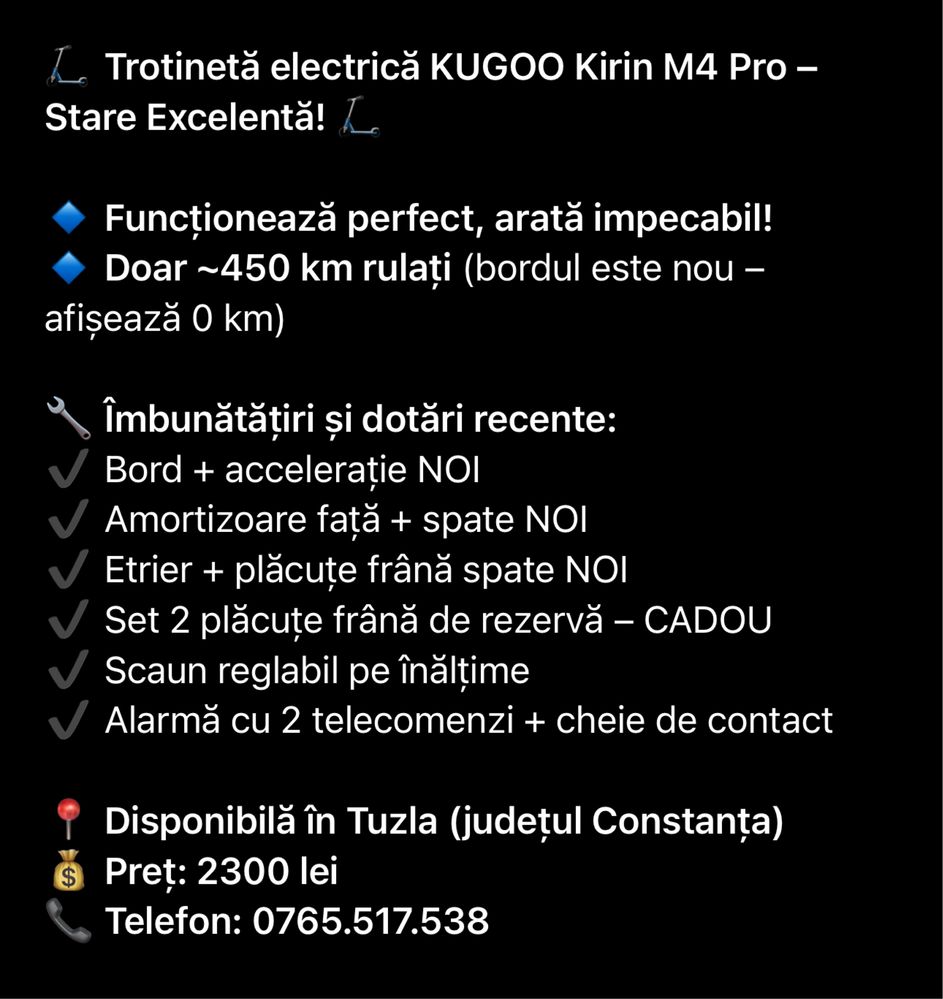 Trotinetă electrică KUGOO Kirin M4 Pro