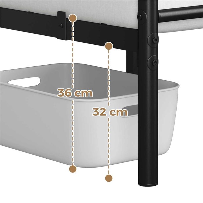 Pat metalic dublu 160x200 cm cu somieră |S 615254 Black(160*200cm)