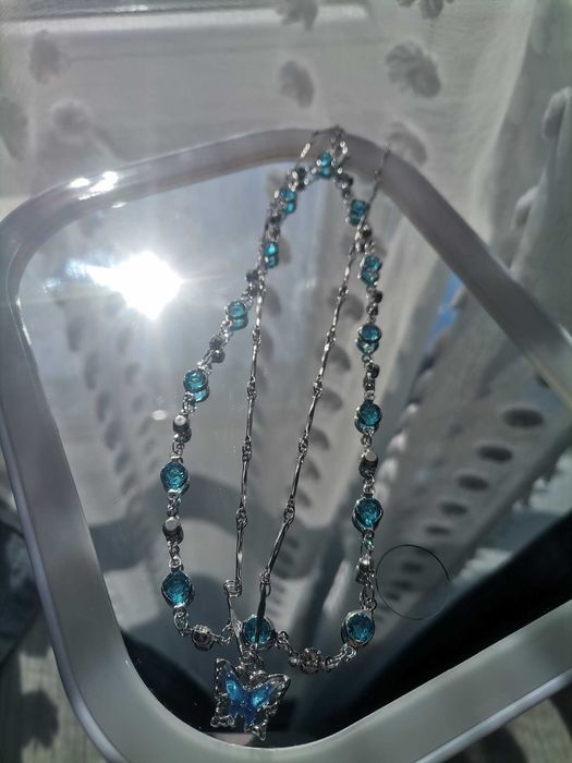 2 bucăți Colier elegant cu două straturi și fluturi din stras, choker