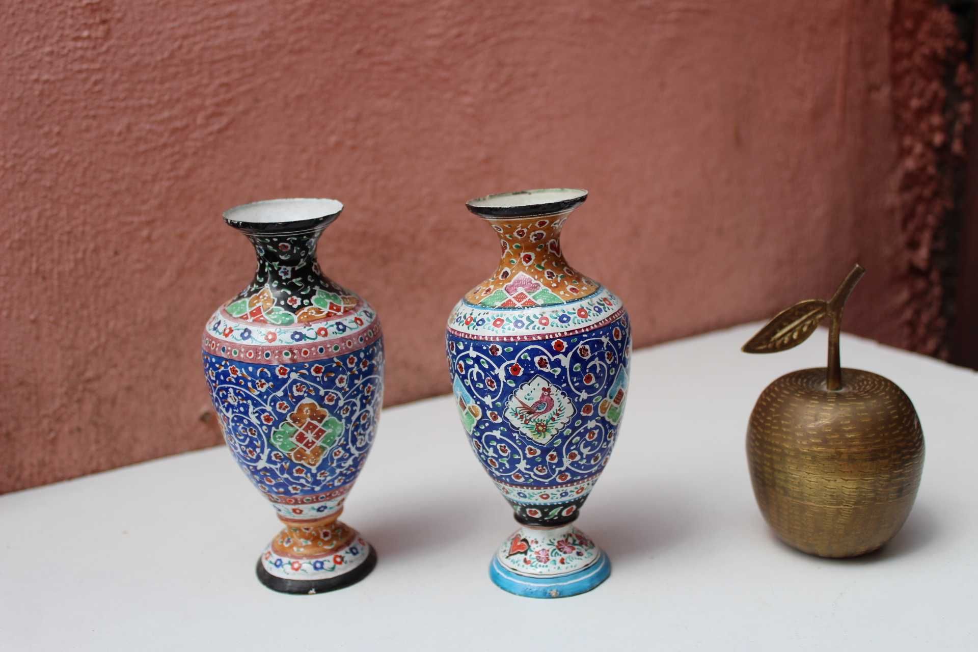 Set 2 vase flori cupru emailat de colectie PERSIA