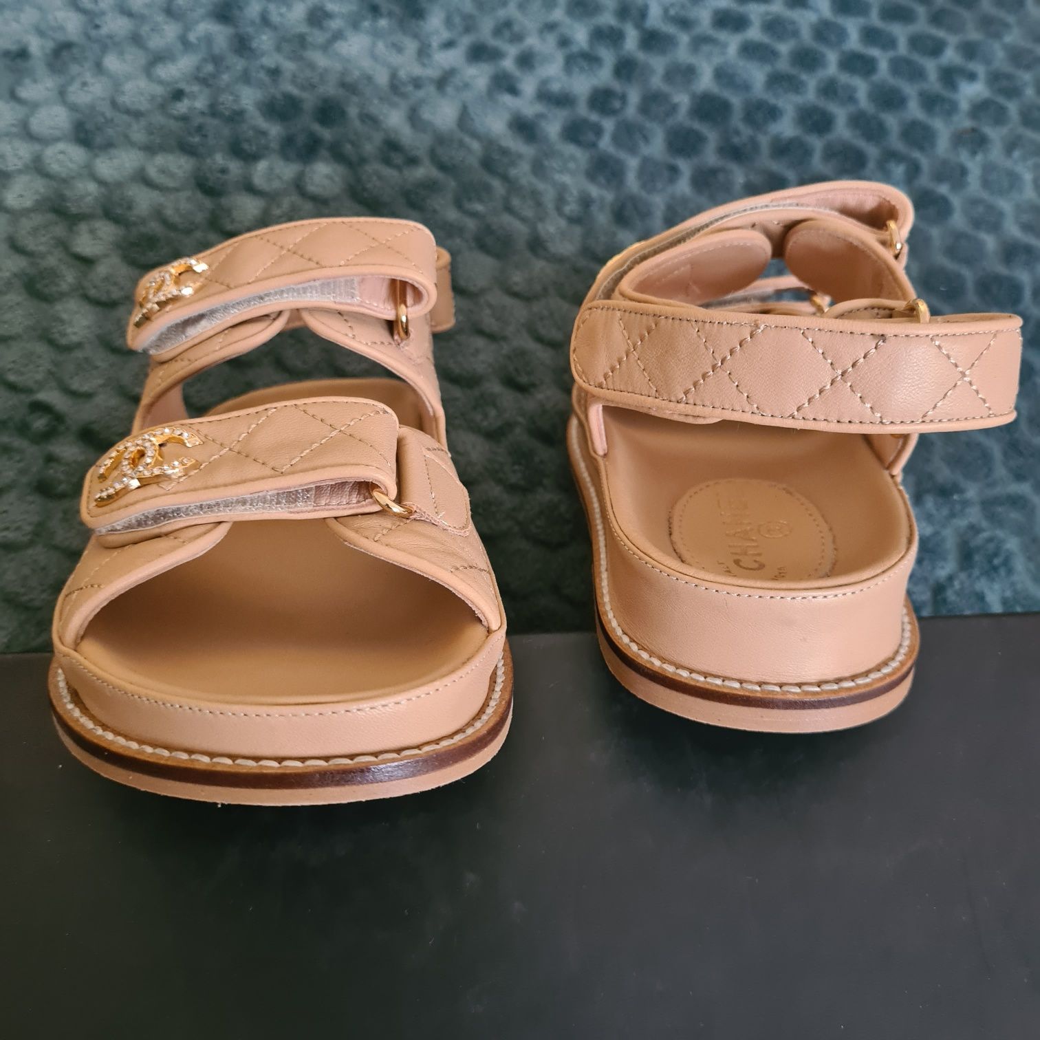 Chanel Dad leather sandals -size 36, piele naturala, cutie