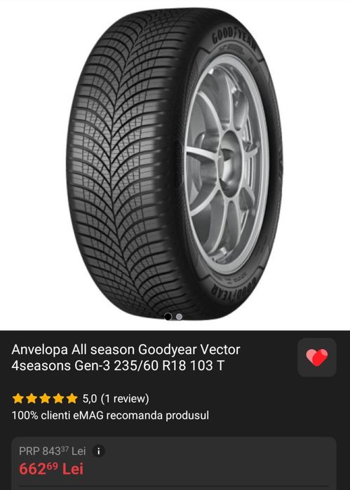 Anvelopa All season Goodyear Vector 4seasons Gen-3 235/60 R18 103 T