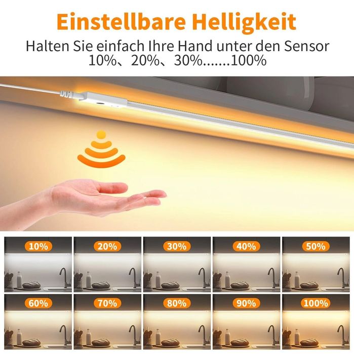 LED лампа за под шкаф, 2 броя 1 м димируема