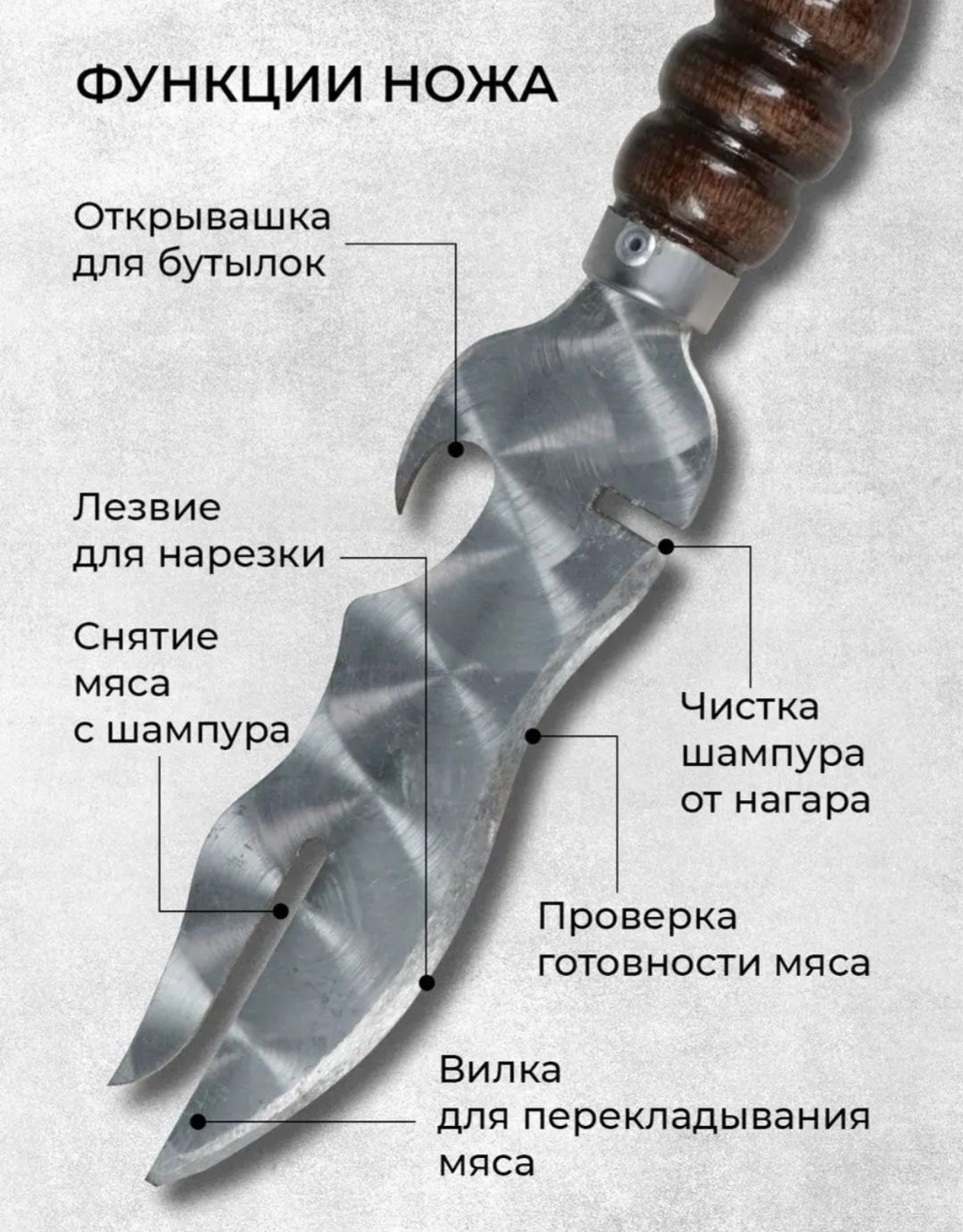 Нож для шашлыка шесть в одном