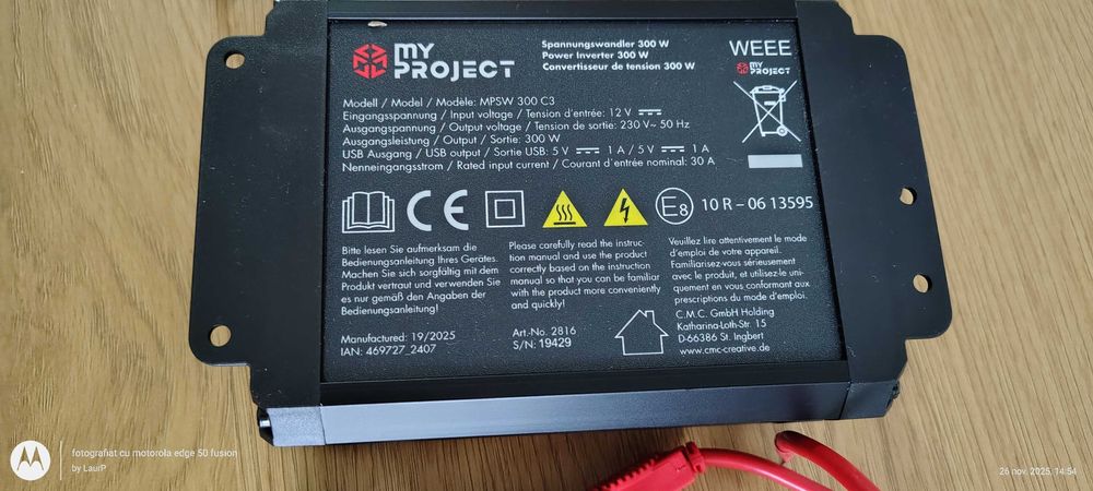 Invertor 300w Convertor 12V DC la 220V