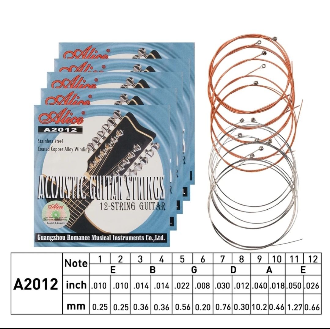 12 strunalik Akustik gitaralar uchun simlar yangi