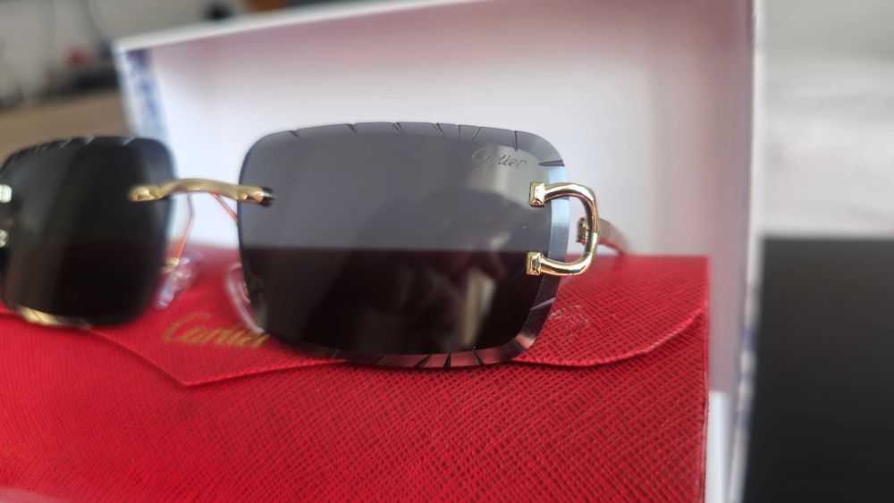 Pachet Ochelari de soare Cartier rimless Diamond Cut Black