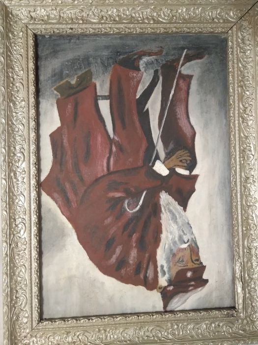 Tablou pictura ulei pe pinza autor semnat V LEMNARU foarte vechi