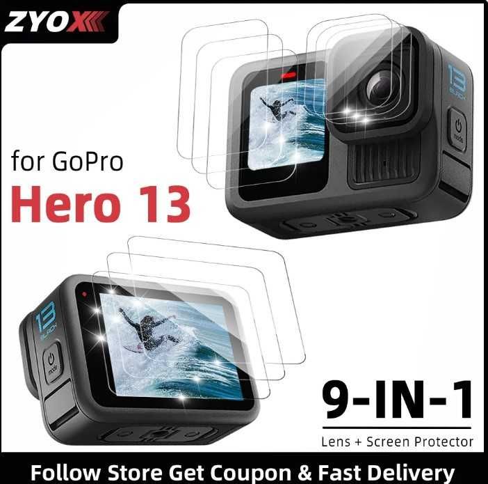 GoPro Hero 13 екран протектор за обектив, Ultra-HD закалено стъкло 3бр