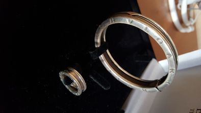 Булгари(Bvlgari)-сребърни, оригинални комплект гривна и пръстен