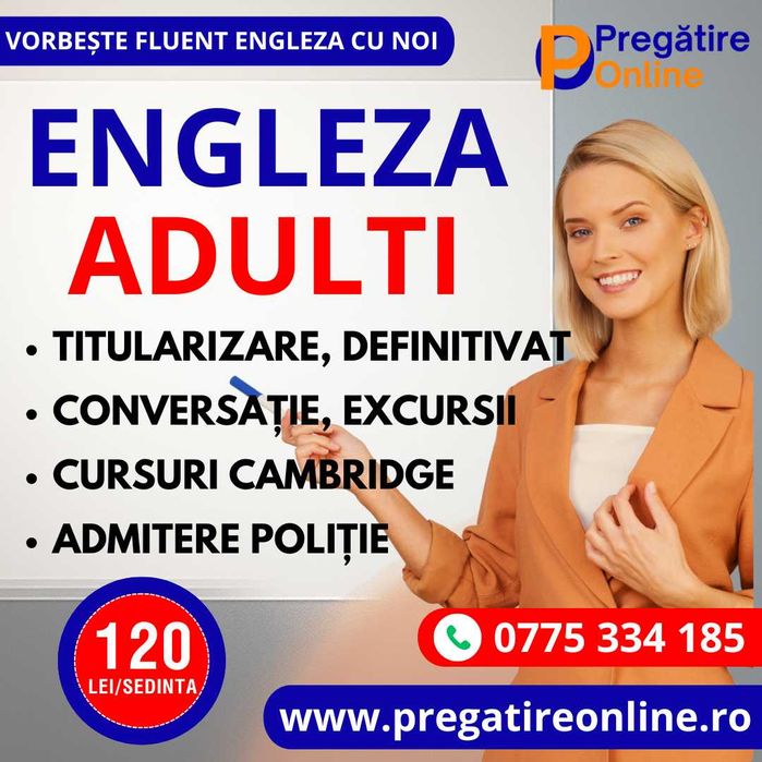 Meditații gimnaziu și cursuri engleză Cambridge, adulți sau Poliție