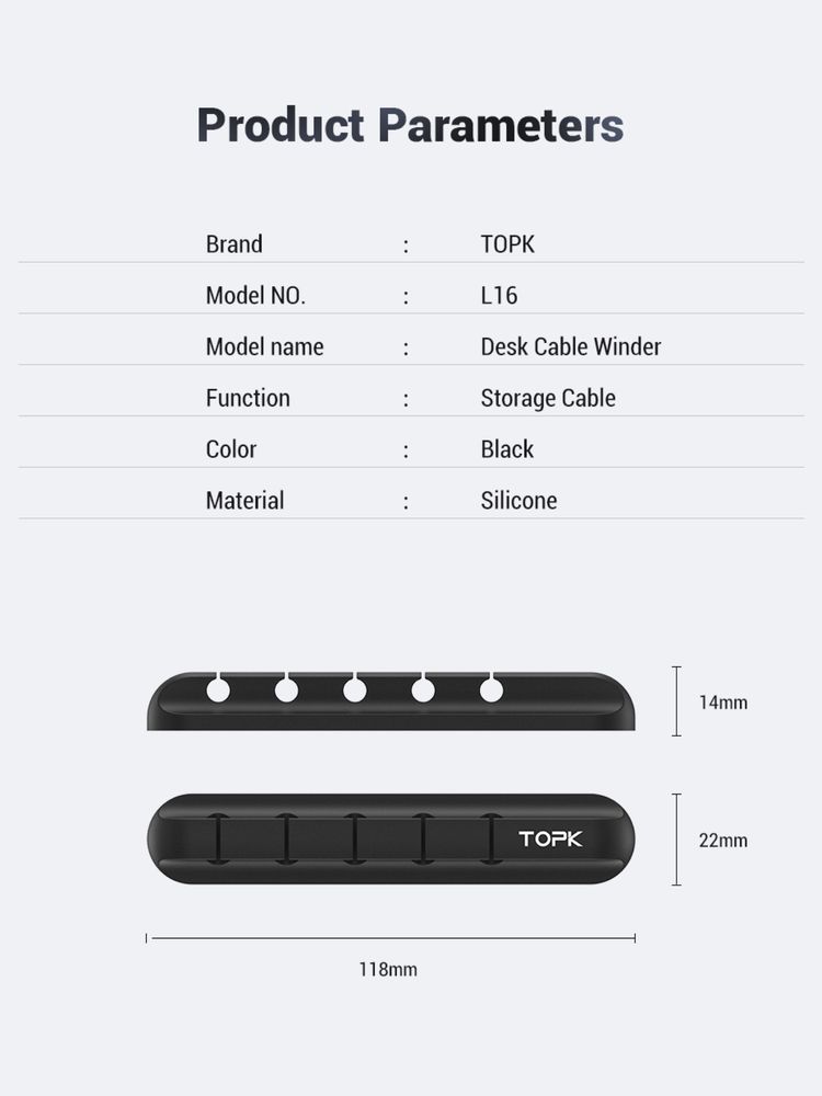 TOPK L-16 Cable fixer — Фиксатор Держатель Органайзер для Кабелей