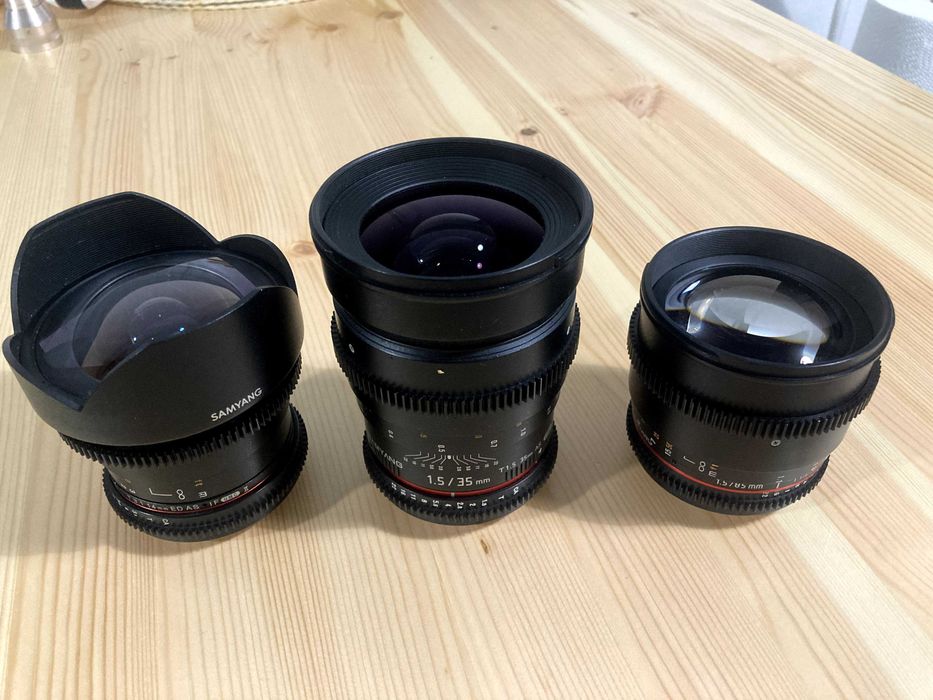 Set Obiective Samyang VDSLR 35mm T1.5, 85mm T1.5, 14mm T3.1 Montura EF