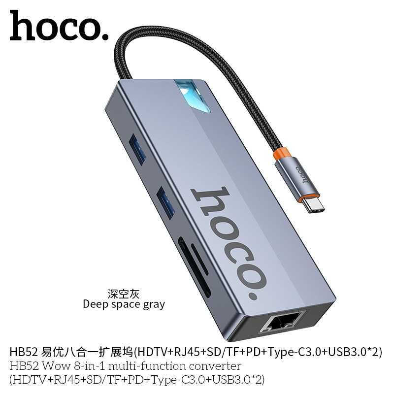 Hoco HB52 WOW Hub 8-in-1 5Gbps/PD-100W 4K-60Hz/RJ45/Docking Station