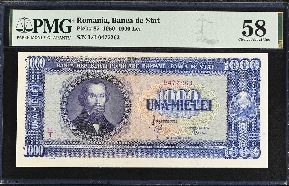Bancnota 1000 lei 1950 PMG 58