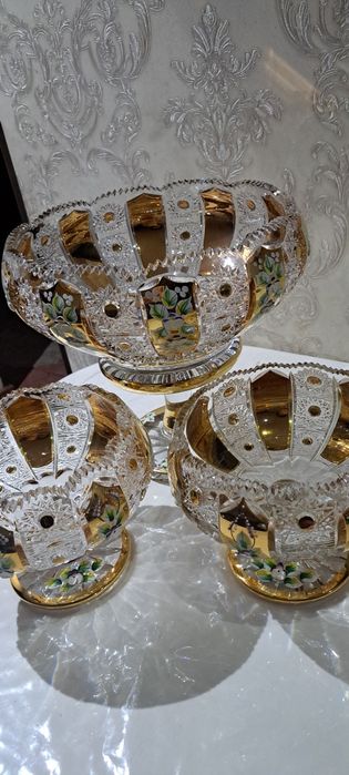 Чехословакия оргинал богема хрусталь вазы 3 штук
