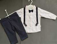 Costum bumbac (camasa cu papion si pantaloni eleganti) - bebe 6-9 luni