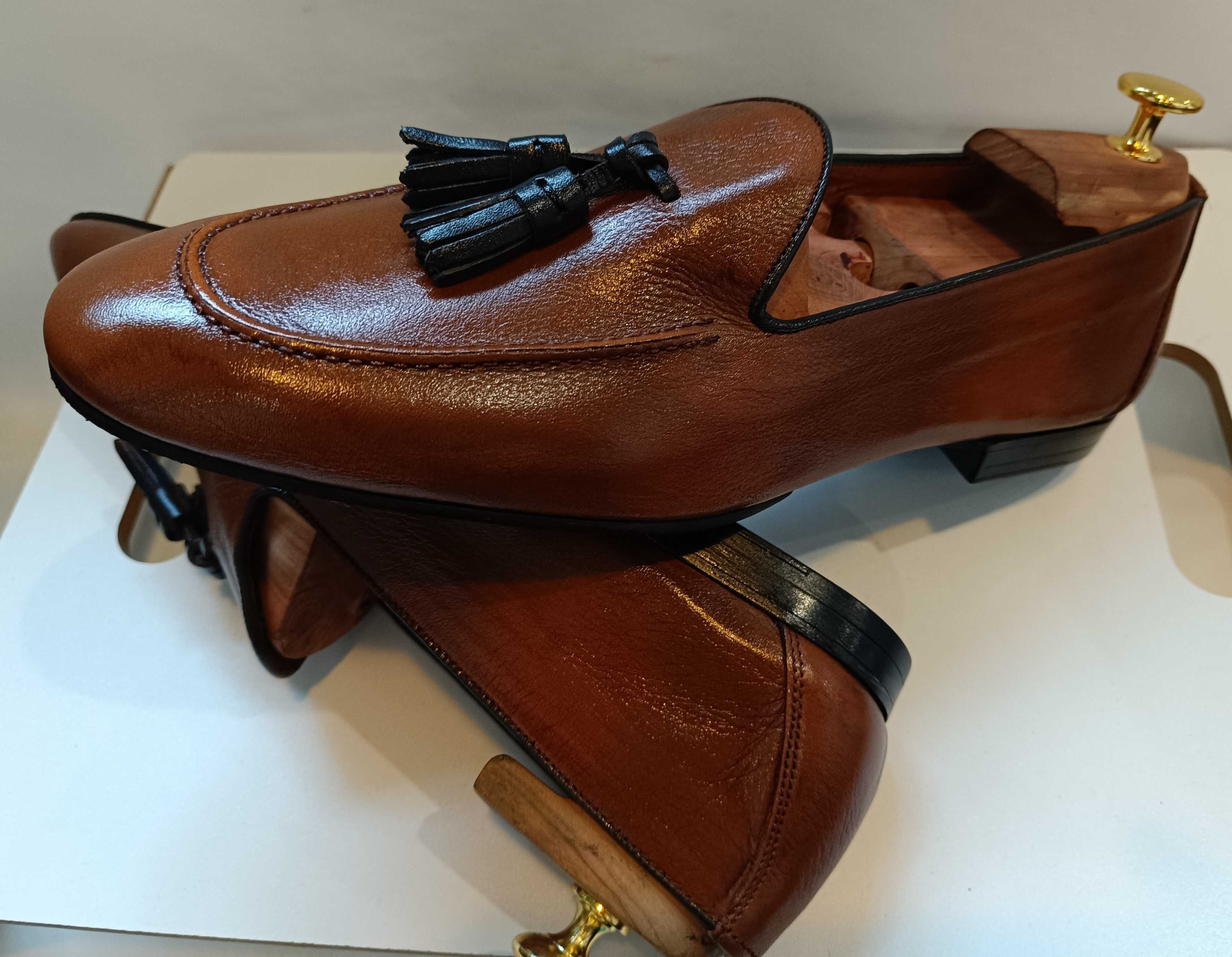 Pantofi loafer 42 tassel Sergio Serrano NOI piele naturala moale