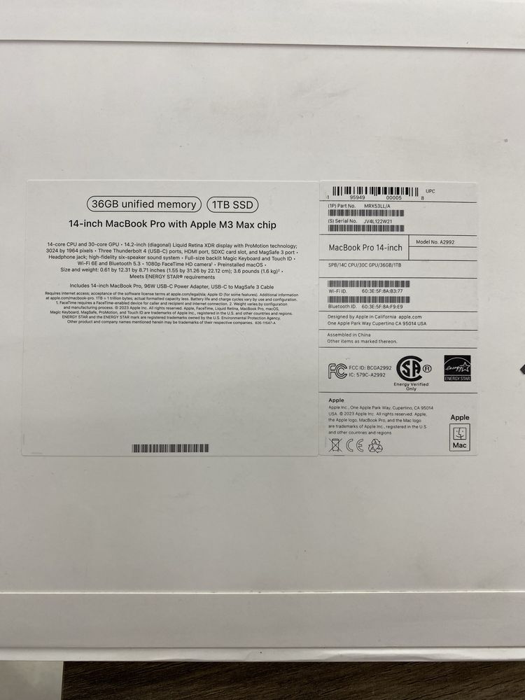 Macbook Pro M3 Max 14 inch 36 GB / 1TB SSD