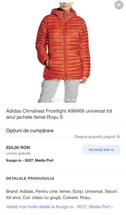 Geaca cu gluga, marca Adidas (de dama)