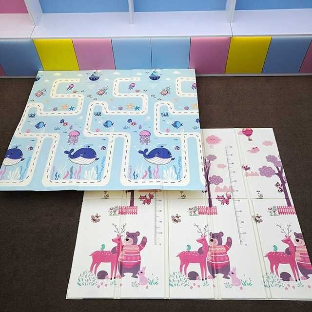 Детско килимче за игра 180x200x1 см + Калъф, Двустранна термо постелка