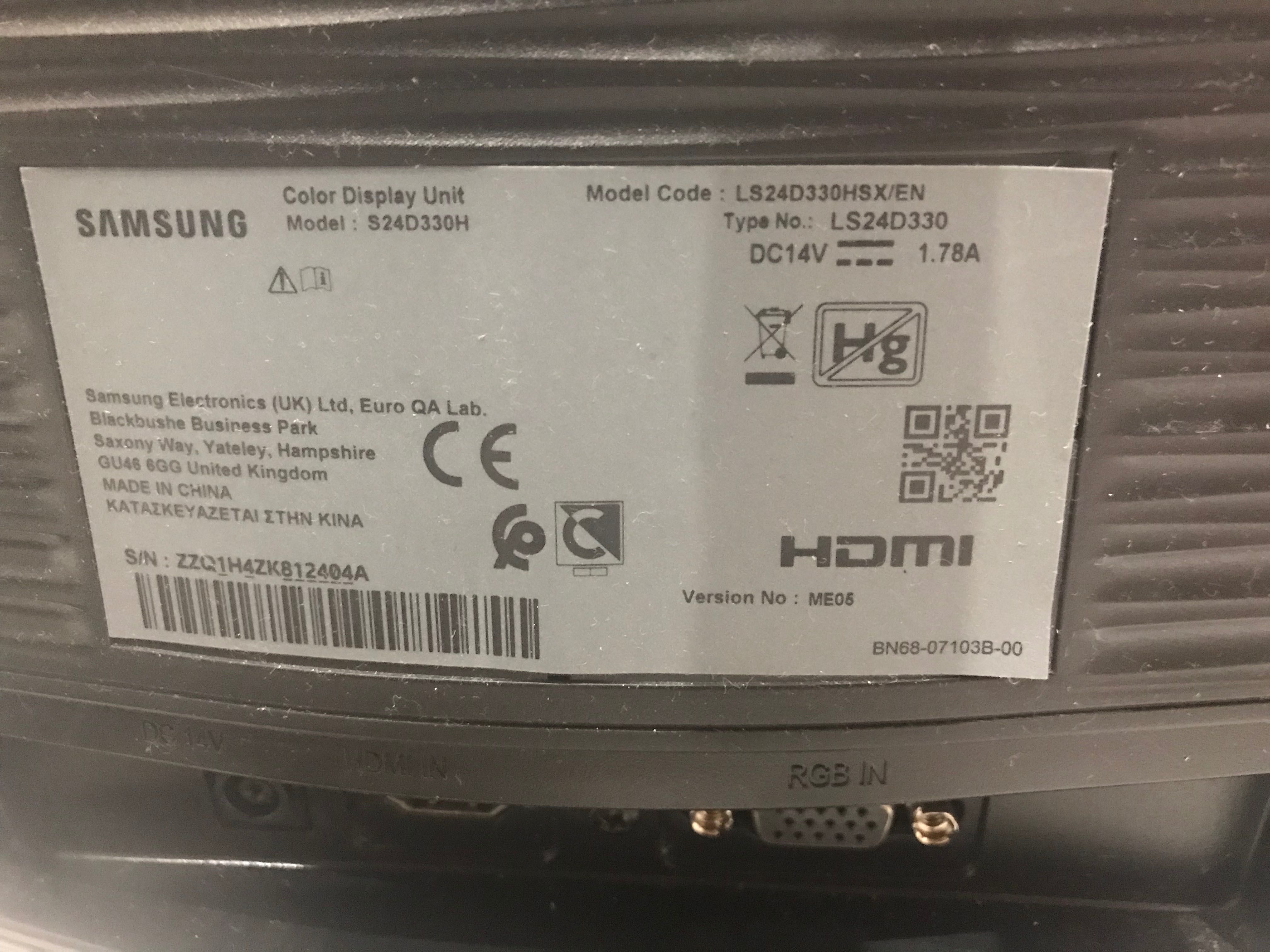 Продавам Монитор Samsung LS24D330HSX – 24",Full HD,употребяван – 90 лв