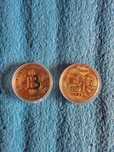 lot 2 monede BITCOIN - placate cu aur