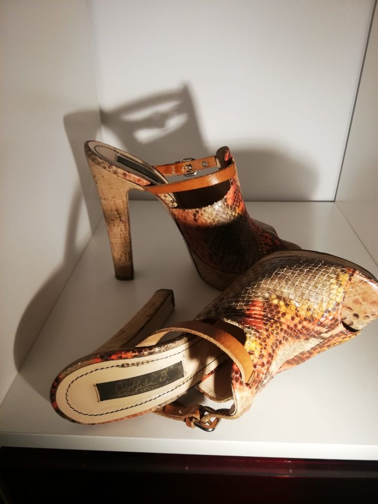 Sandale saboti piele naturala de șarpe musette 39