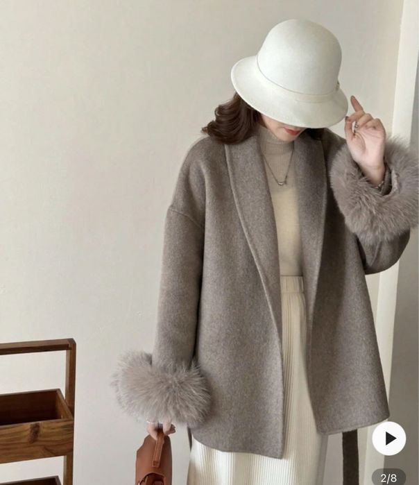 Дамско палто вълна с косъм