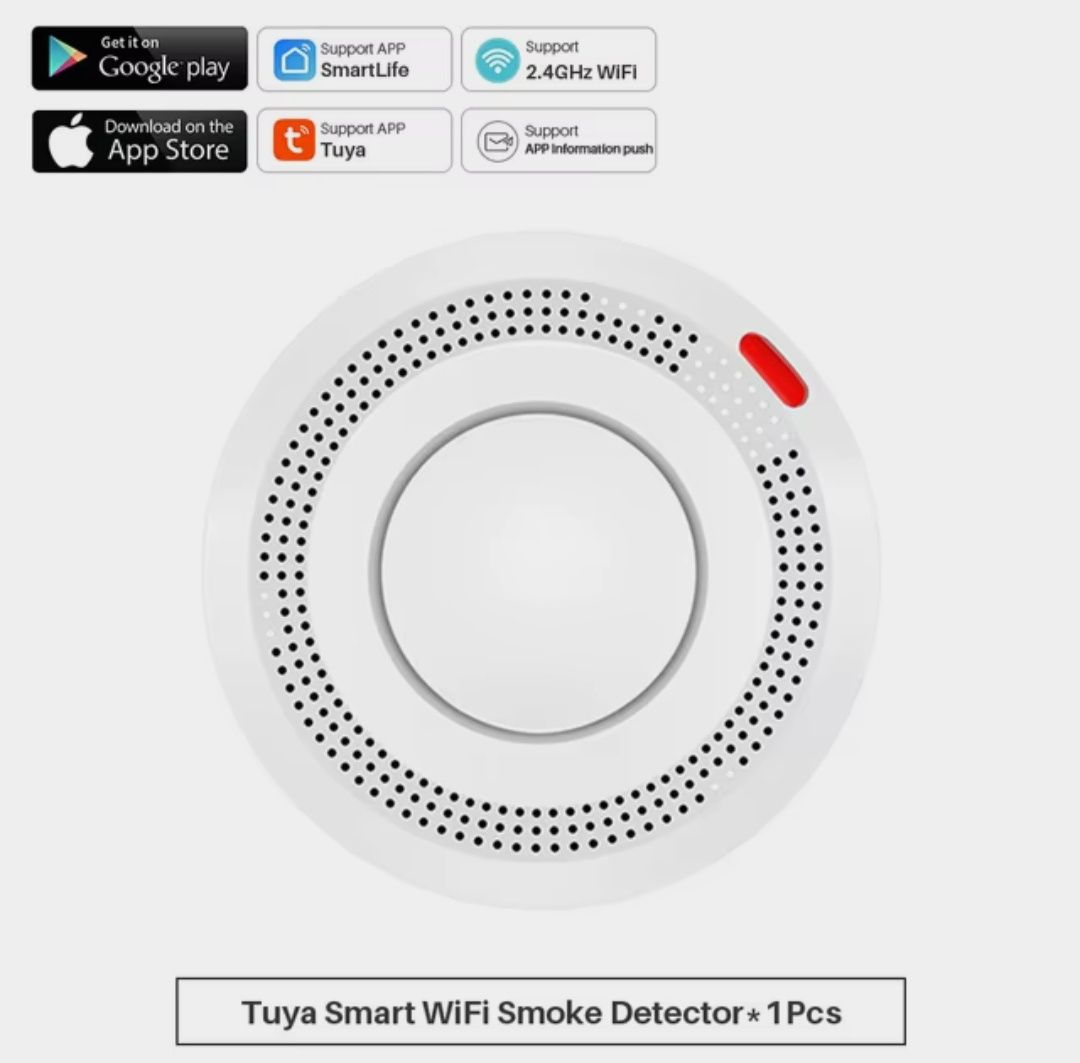 Пожарная сигнализация датчик дыма, Умный детектор дыма Tuya Wi-Fi