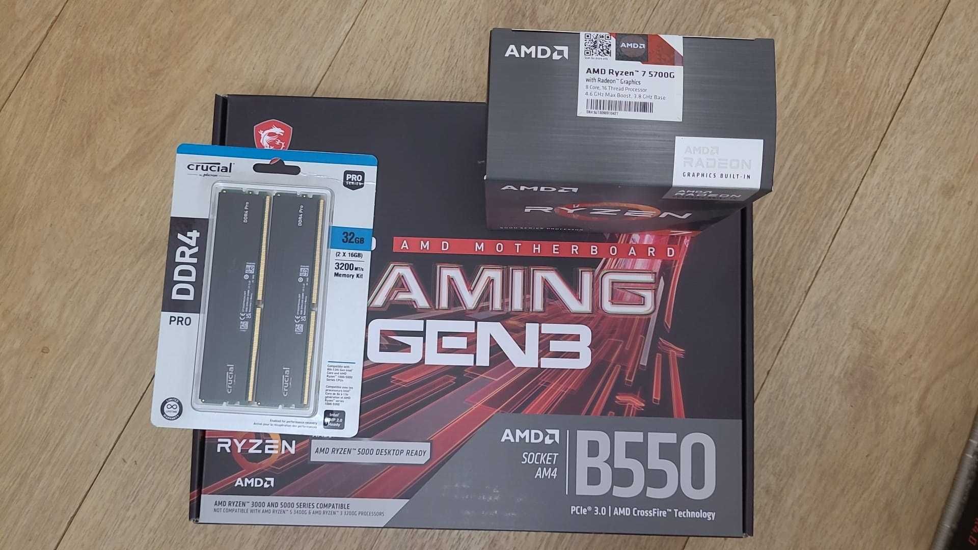 Kit gaming AMD Ryzen 7 5700G + msi b550 gaming gen 3 + 32 gb ram ,noi