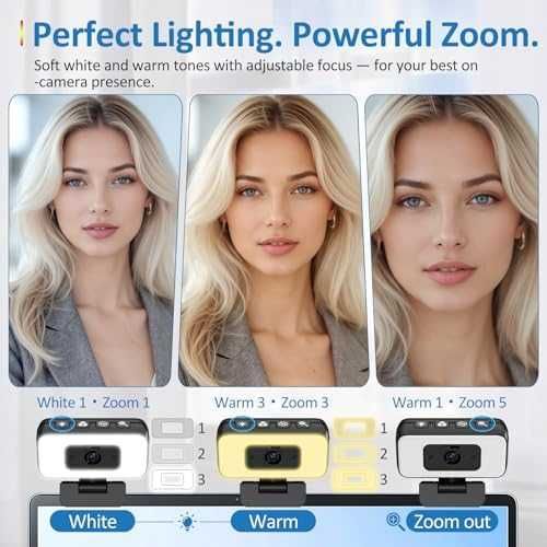 Нова USB уеб камера 2K 60fps с шумопотискане, зуум и LED осветление