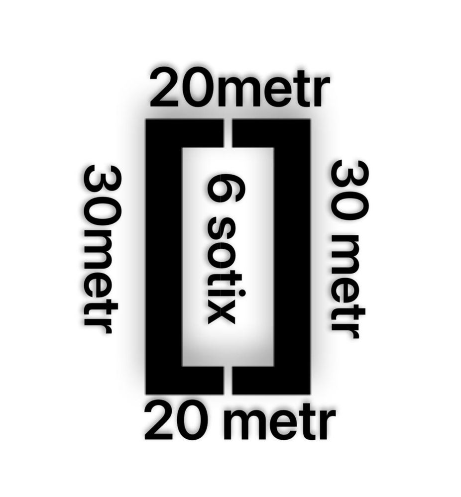 22.000$ 1 sotix uchun. 6 sotix. 20metrga 30 metr fasad