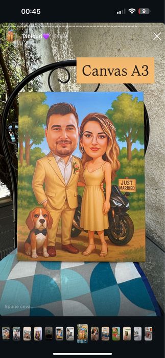 Caricatura Personalizata Inramata