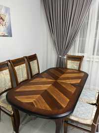 Гостиный стол, 8 стульев + в подарок 2 большие, деревянные блюда