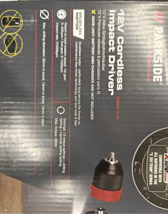 Bormasina cu percutie Parksaide performance 12 v PSBSAP 12 A1 filetant