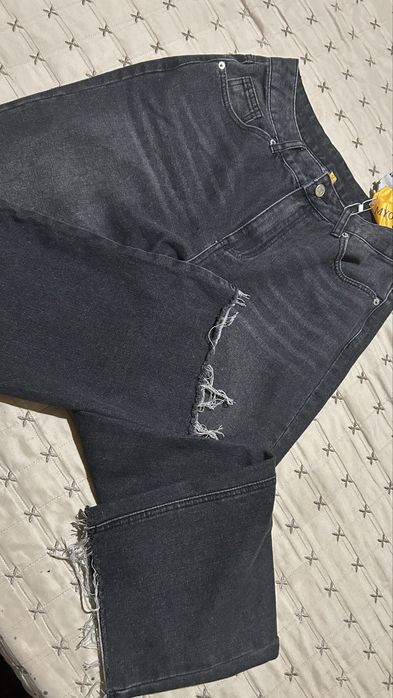 Сиви дънки с широк крачол