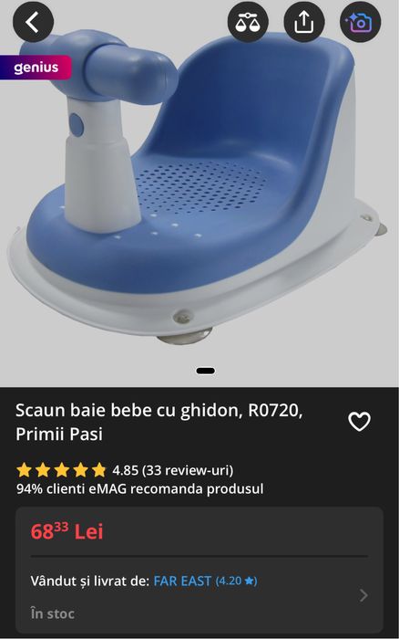 Scaun baie bebelusi cu ghidon