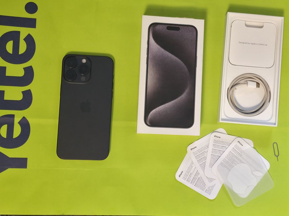 256GB iPhone 15 Pro Max Yettel Гаранция 2026г. Black Titanium / Черен